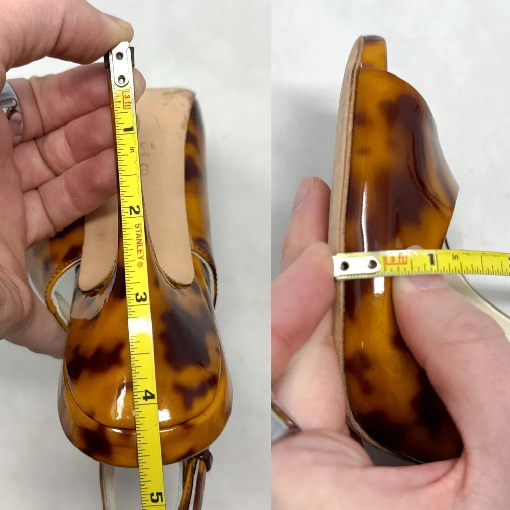 GUCCI Vintage Y2K Tortoise Patent Leather Platform Slingback Pump Heels Glam 5.5 - Picture 15 of 16